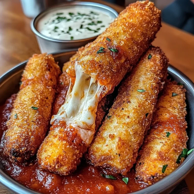Crispy Mozzarella Sticks With Marinara Sauce & Creamy Dip