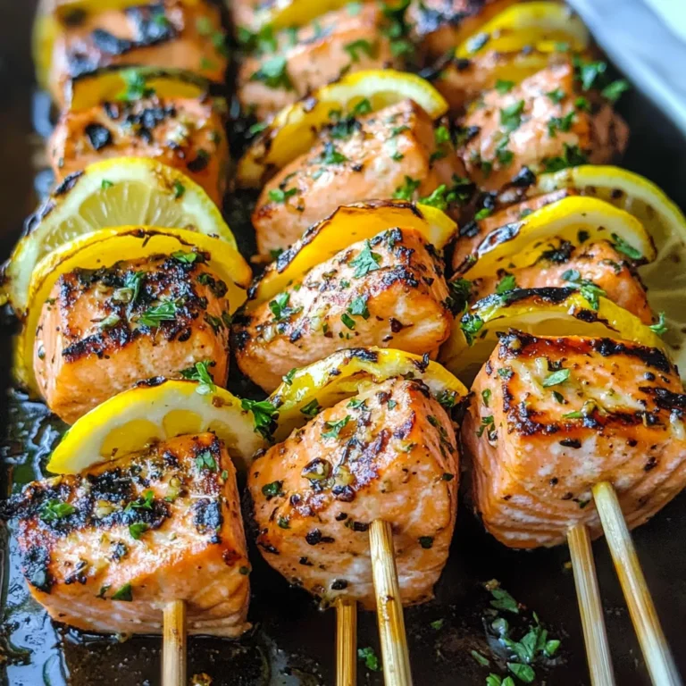 Grilled Salmon Skewers with Garlic and Dijon