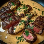 Juicy Steak With Creamy Garlic Sauce