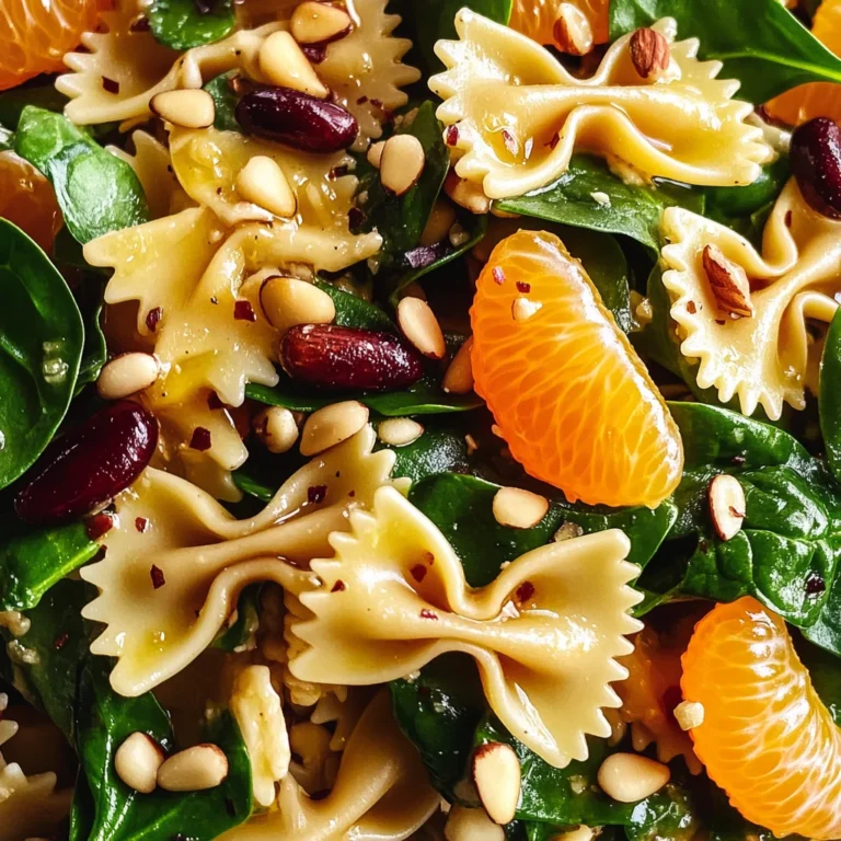 Mandarin Pasta Spinach Salad with Teriyaki Dressing