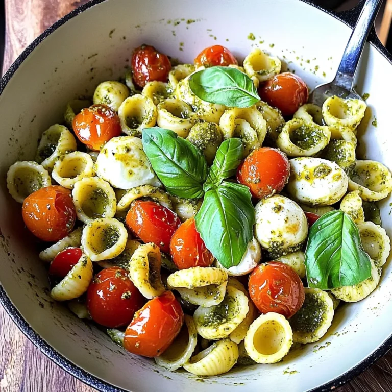 Orecchiette with Cherry Tomatoes, Mozzarella & Basil Pesto