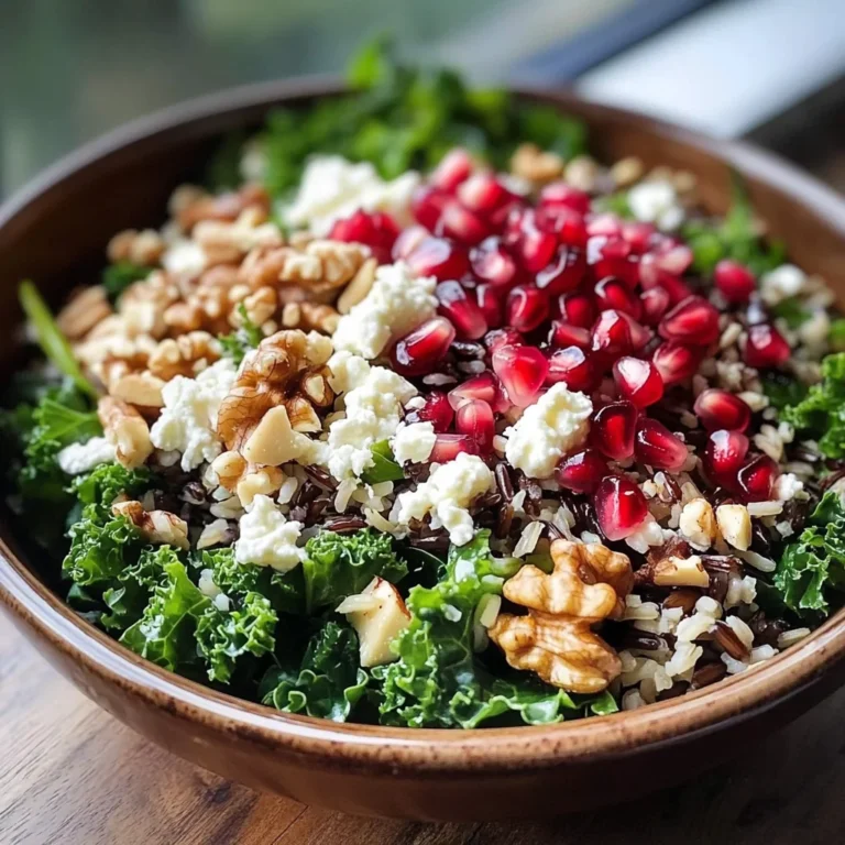 Pomegranate, Kale, and Wild Rice Salad with Walnuts and Feta
