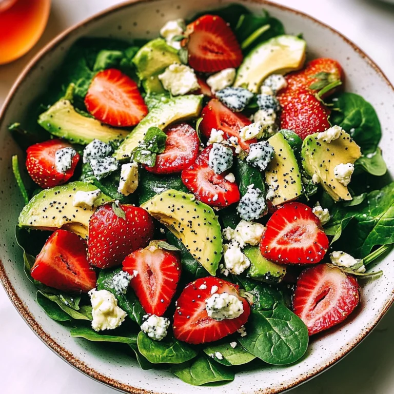 Strawberry Avocado Spinach Salad with Poppyseed Dressing