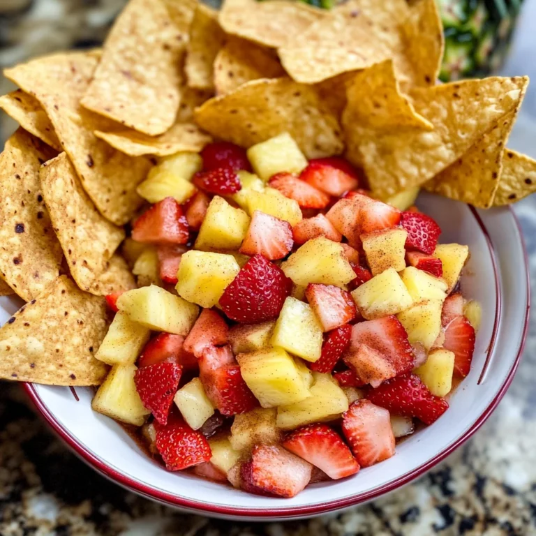 Strawberry Pineapple Fruit Salsa with Cinnamon Tortilla Chips