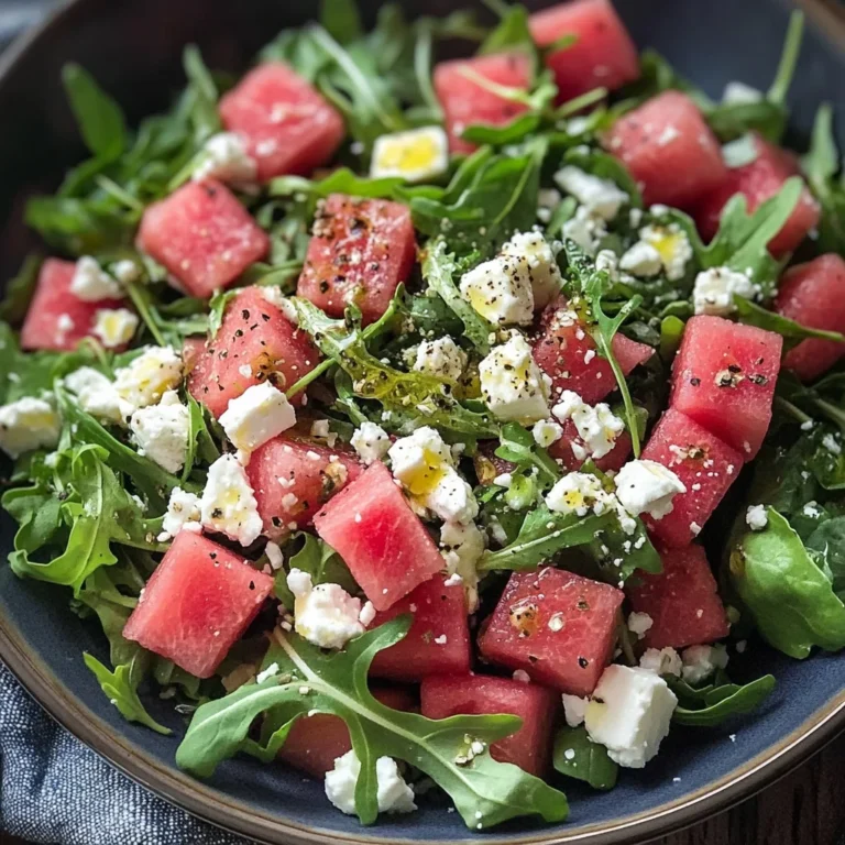 Watermelon Salad with Arugula, Feta, & Fresh Herbs