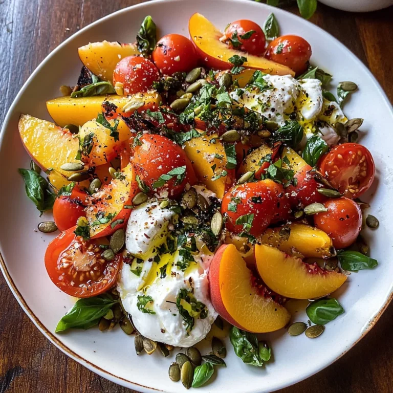 Tomato, Peach, and Burrata Salad