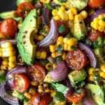 Charred Corn Avocado Salad with Roasted Red Onions