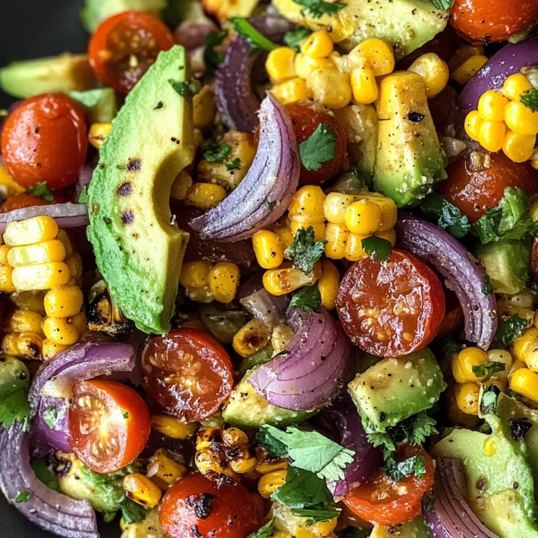 Charred Corn Avocado Salad with Roasted Red Onions
