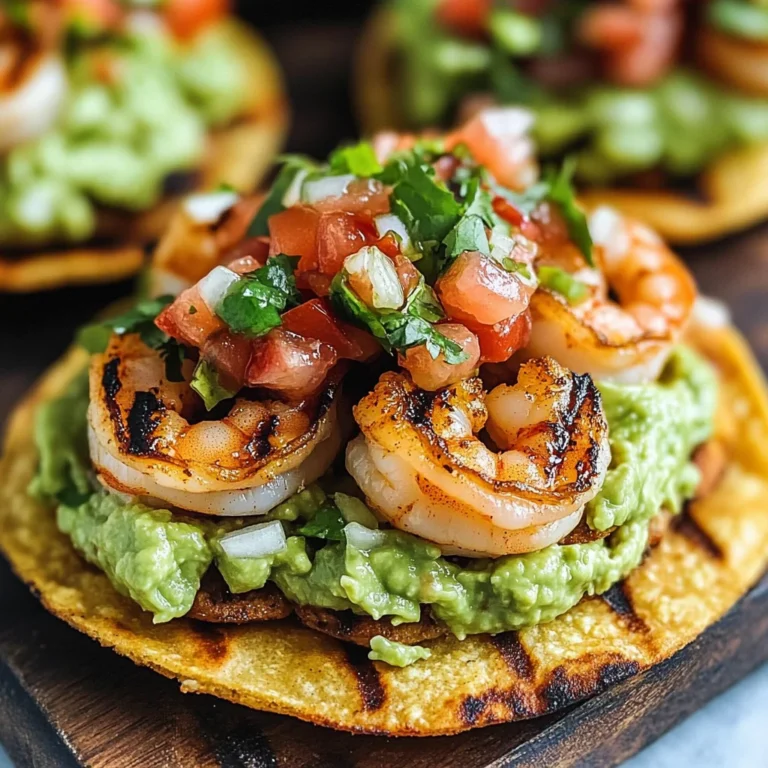 Grilled Shrimp Tostadas with Guacamole & Pico de Gallo