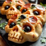 Cheesy Halloween Pizza Skulls