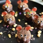 Halloween Dessert - Strawberry and Chocolate fudge mice