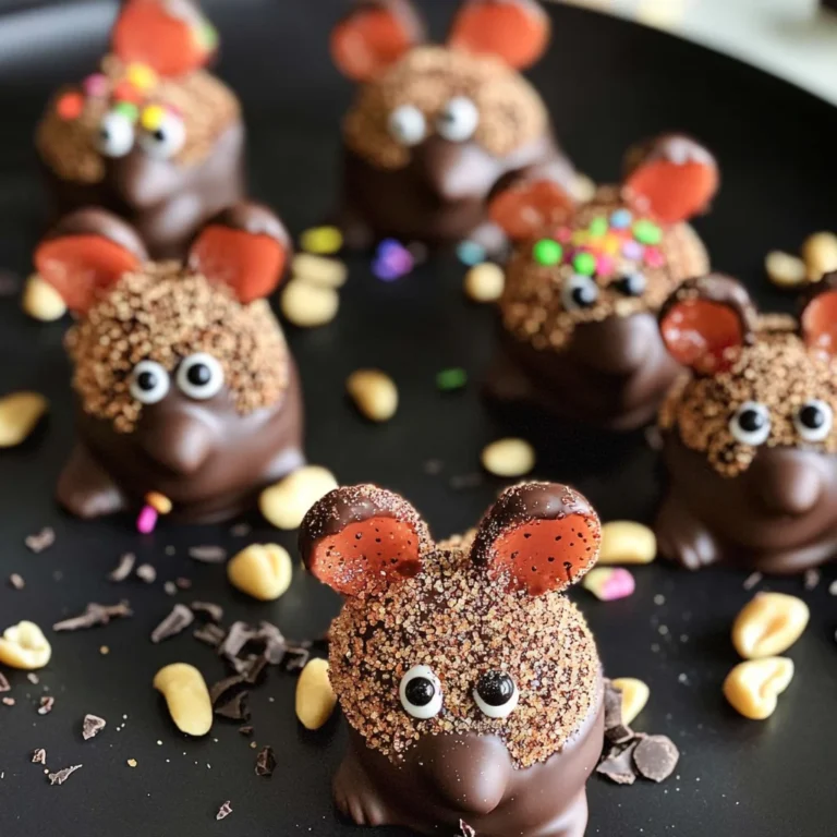 Halloween Dessert - Strawberry and Chocolate fudge mice