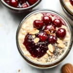Healthy Overnight Oats with Cherry Chia Seed Jam