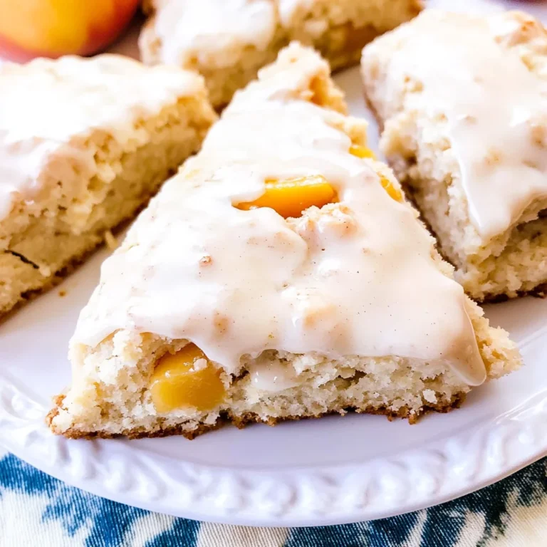 Peach Pie Scones with a Vanilla Glaze