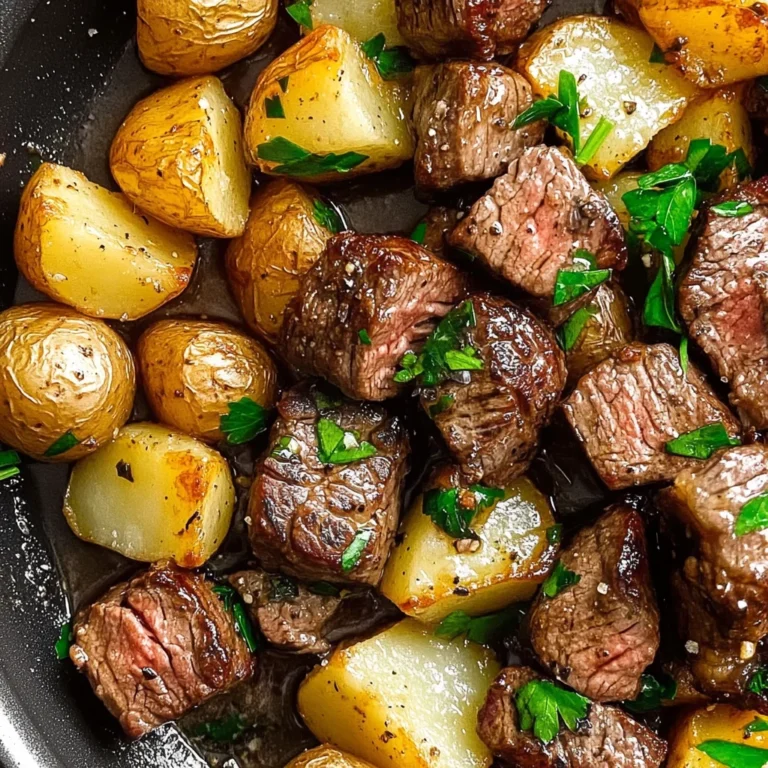 Garlic Butter Steak Bites and Potatoes