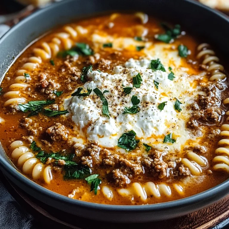 Ultimate Cheesy Beef Lasagna Soup